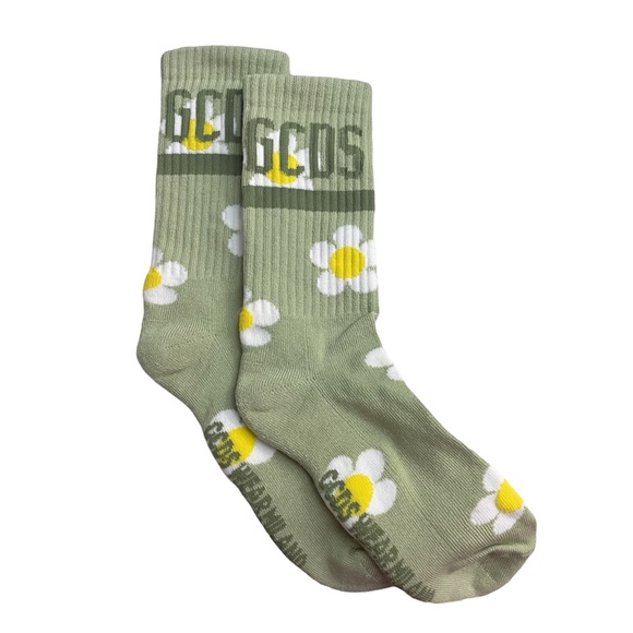 GCDS Accessories - GCDS Pastel Green Daisy Logo Socks